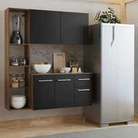 Mueble de Cocina Compacta Elevada Easy 120 cm con Encimera Marrón/Negro