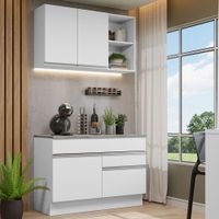 Mueble de Cocina Integral Glamy 120 cm con Encimera Blanco 08