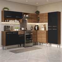 Mueble de Cocina Integral de Esquina Emilly 417 cm Marrón/Negro/Marrón 02