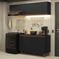Mueble de Cocina Integral Reims 190 cm con Encimera Negro 08