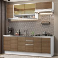 Mueble de Cocina Integral Glamy 240 cm con Lavadero Blanco/Marrón 03