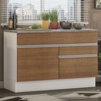 Mueble de Cocina Glamy 120 cm - Mostrador para Lavadero con Encimera Blanco/Marrón 02