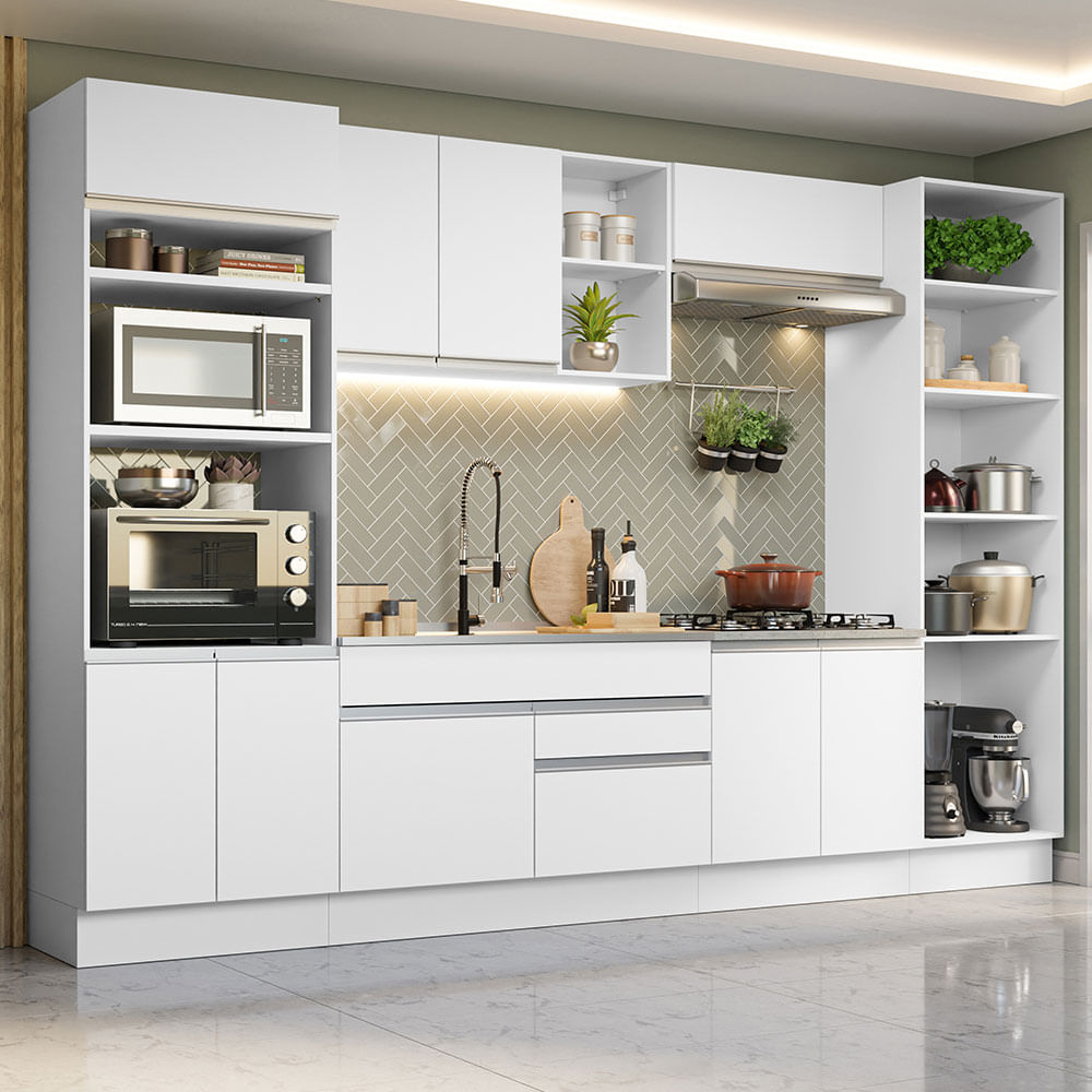 Mueble de Cocina Integral Glamy 330 cm Blanco