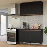 Kit 2 Muebles de Cocina Alacena y Mostrador Reims 120 cm Negro