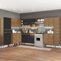 Mueble de Cocina Integral de Esquina Emilly Big 513 cm Marrón/Negro