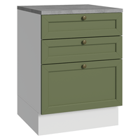 Mueble de Cocina Vik 60 cm 3 Cajones Blanco/Verde