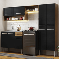 Mueble de Cocina Integral Emilly 229 cm con Lavadero Marrón/Negro 10