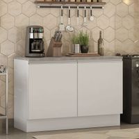 Mueble de Cocina Glamy 120 cm - Mostrador para Lavadero con Encimera Blanco 01