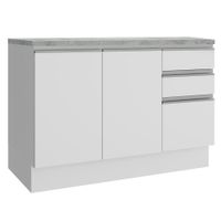 Mueble de Cocina Glamy 120 cm - Mostrador para Lavadero con Encimera Blanco 03