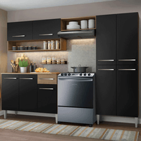 Mueble de Cocina Integral Emilly Pop 229 cm Marrón/Negro