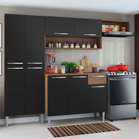 Mueble de Cocina Integral Emilly Top 229 cm Marrón/Negro
