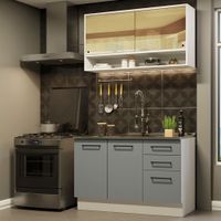 Mueble de Cocina Integral Agata 120 cm Blanco/Gris 02