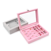 Joyero Caja Organizadora Portátil Terciopelo Rosa