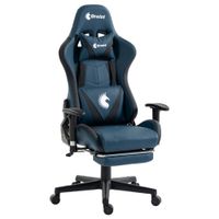 Silla Gamer Dreizt Apolo Series Azul Dark Pro 180 Reclinable Alta Calidad con posapies
