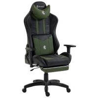 Silla Gamer Dreizt Devil Series Verde Dark 180° Reclinable Alta Calidad Con Posapies