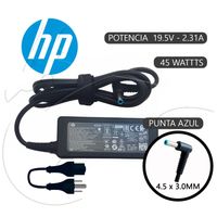 Cargador compatible Hp - Punta Azul - 19.5v - 2.31a 4.5*3.0 - 45w