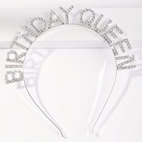 Vincha fiesta cumpleaños Birthday Queen plateada