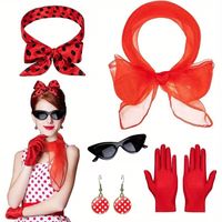 Set x 5 accesorios para mujer disfraz años 50 estilo vintage Halloween talla estándar