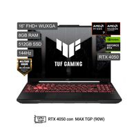 Laptop ASUS TUF Gaming 16"" AMD Ryzen™ 7 FA607NUQ-RL210W 8GB RAM 512GB SSD RTX 4050 + Mochila TUF