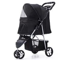 Coche de 3 Ruedas para Mascotas Negro