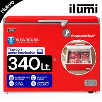 Congelador Horizontal Con Tina De Acero Inoxidable 340Lt Rojo Ilumi  TFI-3400RE