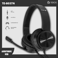 AUDIFONOS CON MICROFONOS USB TE-8037N HEADSET  Negro