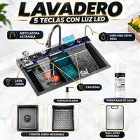 LAVADERO MULTIFUNCIONAL DE COCINA 7 EN 1 CON LUCES, 5 TECLAS + MEZCLADORA CON TABLA DE ACERO - copy