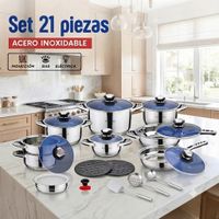JUEGO DE OLLAS 21 PIEZAS ACERO INOXIDABLE 9 CAPAS KAISA VILLA KV-21G TAPA CON MEDIDOR DE TEMPERATURA