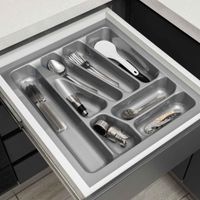 Bandeja gris organizadora de cubiertos 45 x 48 cm para cajón amplio Más Casa Perú