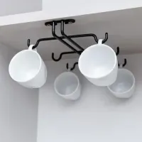 Colgador de tazas con 6 ganchos, organizador negro para 6 tazas Más Casa Perú