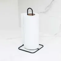 Portarrollos plastificado negro, soporte vertical negro para papel Más Casa Perú