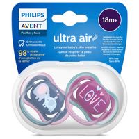 Chupones Avent Ultra Aereados 18 M a Mas + Estuche - Pack 2 Uni - NIÑA