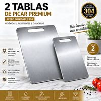 2 TABLAS DE PICAR ACERO INOXIDABLE 34x23 Y 25X15 CM DISEÑO PREMIUM - copy - copy - copy