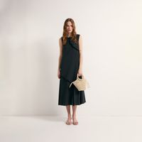 Vestido Mujer Sfera Fleco Adorno Negro