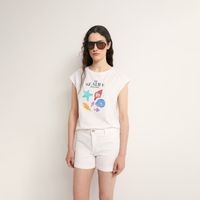 Polo Mujer Sfera Lentejuelas Manga T-2 Marfil