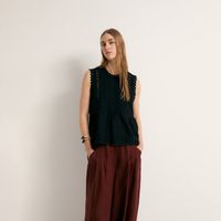 Blusa Mujer Sfera Fluido Picos Mx Negro