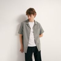 Camisa Hombre Sfera Manga Corta Wrinkled Verde