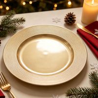 Plato De Sitio Borde Lineas Dorado 33Cm