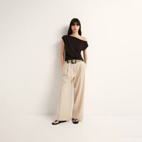 Pantalon Mujer Sfera Canutillo Cremalleras Beige