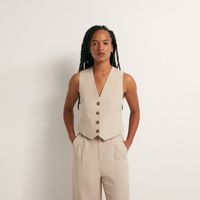 Chaleco Mujer Sfera Picos Lino Beige