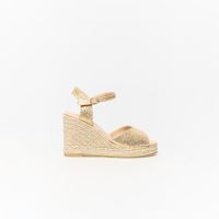 Zapatos Tipo Cuña Mujer Sfera Basica Lazo Oro