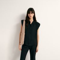 Blusa Mujer Sfera Fluido Botones Negro