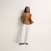 Top Cuello Pico Mujer Sfera Calado Beige