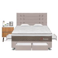 Dormitorio Boreal 4 Cajones Queen + 1 Velador Milan Beige