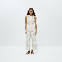 Pantalon Mujer Sfera Bordados Beads Blanco Roto