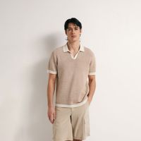 Polo Rayas Hombre Sfera Manga Corta Marron