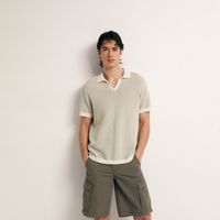 Polo Rayas Hombre Sfera Manga Corta Beige