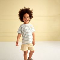 Polo Bebe Niño Sfera Manga Corta Rayas Bordado Sun Blanco Roto