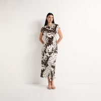 Vestido Mujer Sfera Satinado Detalle Cintu Marron
