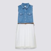 Vestido Zubito Teen Niña Camisero Tul